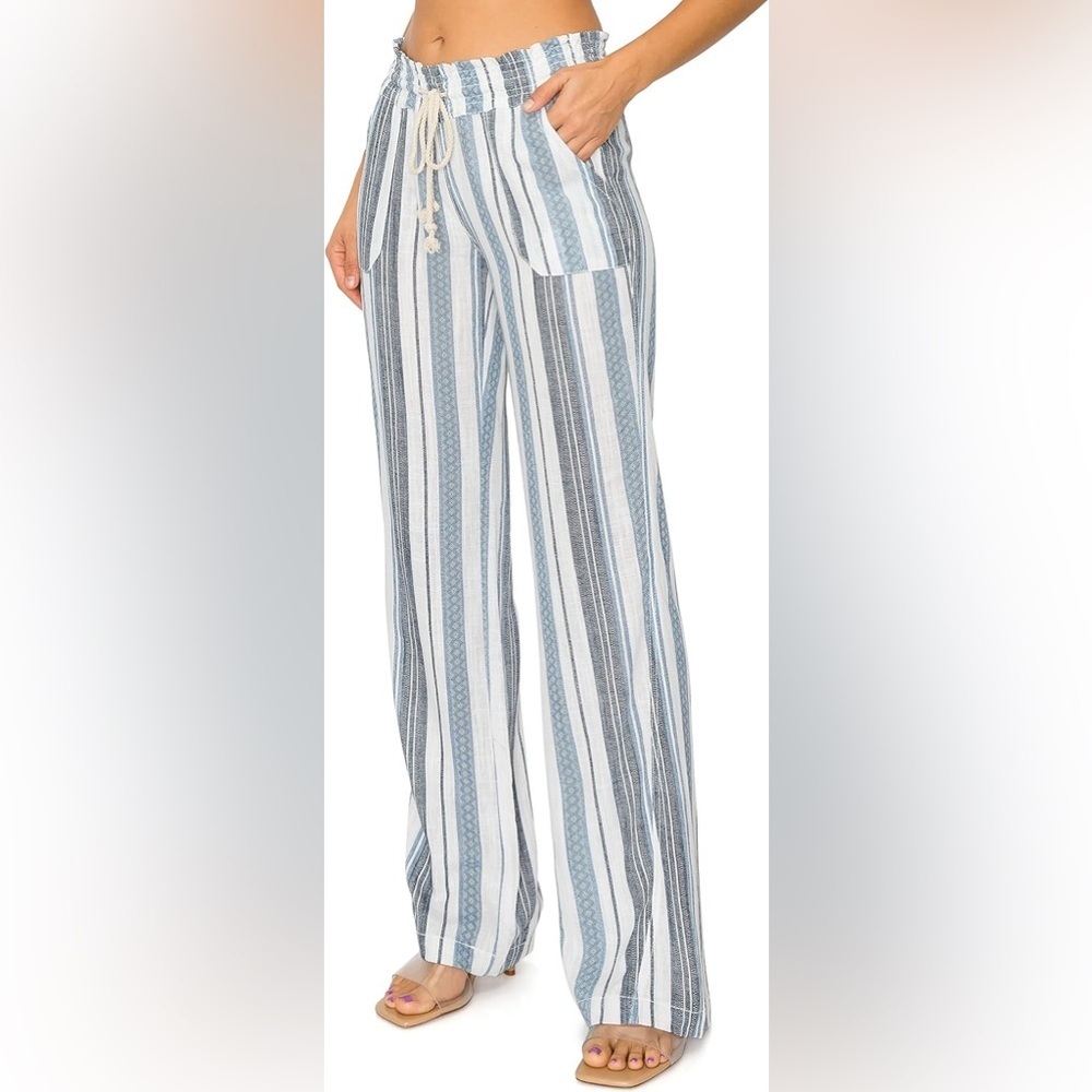 Jolt Blue and White Striped Wide Leg Pants